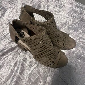 Chic Taupe Cutout Heeled Boots